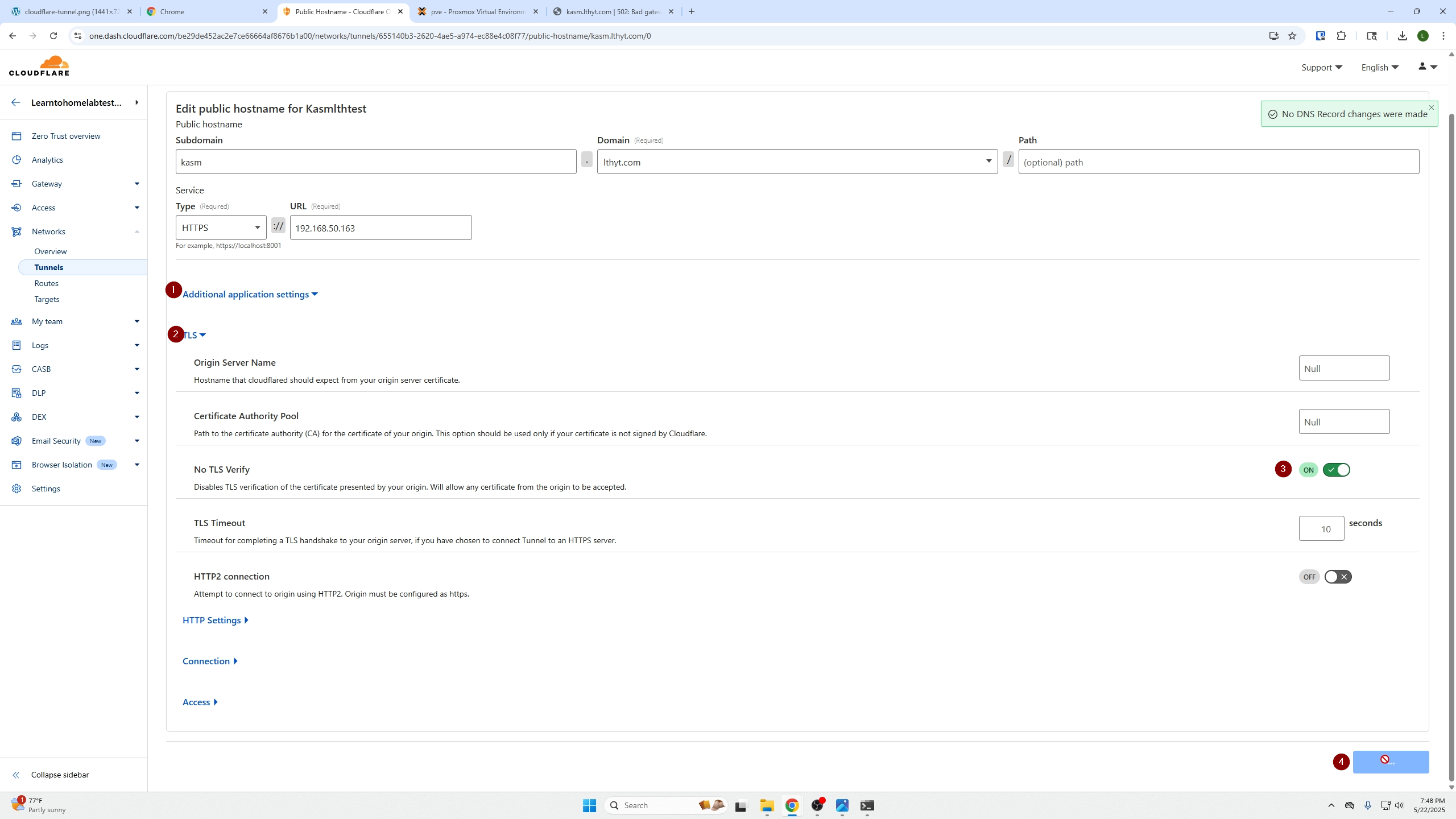 Enable No TLS Verify